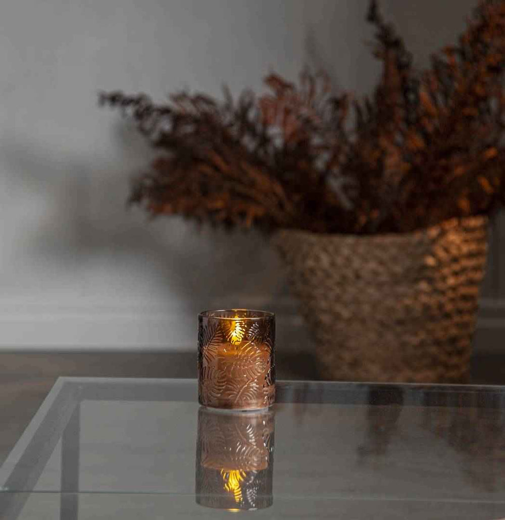 Star trading Flamme Leaf LED-pöytäkynttilä 10 cm ruskea