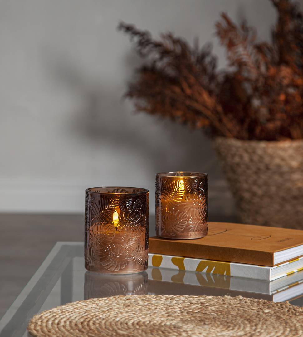 Star Trading Flamme Leaf LED-bordslykta 10 cm brun