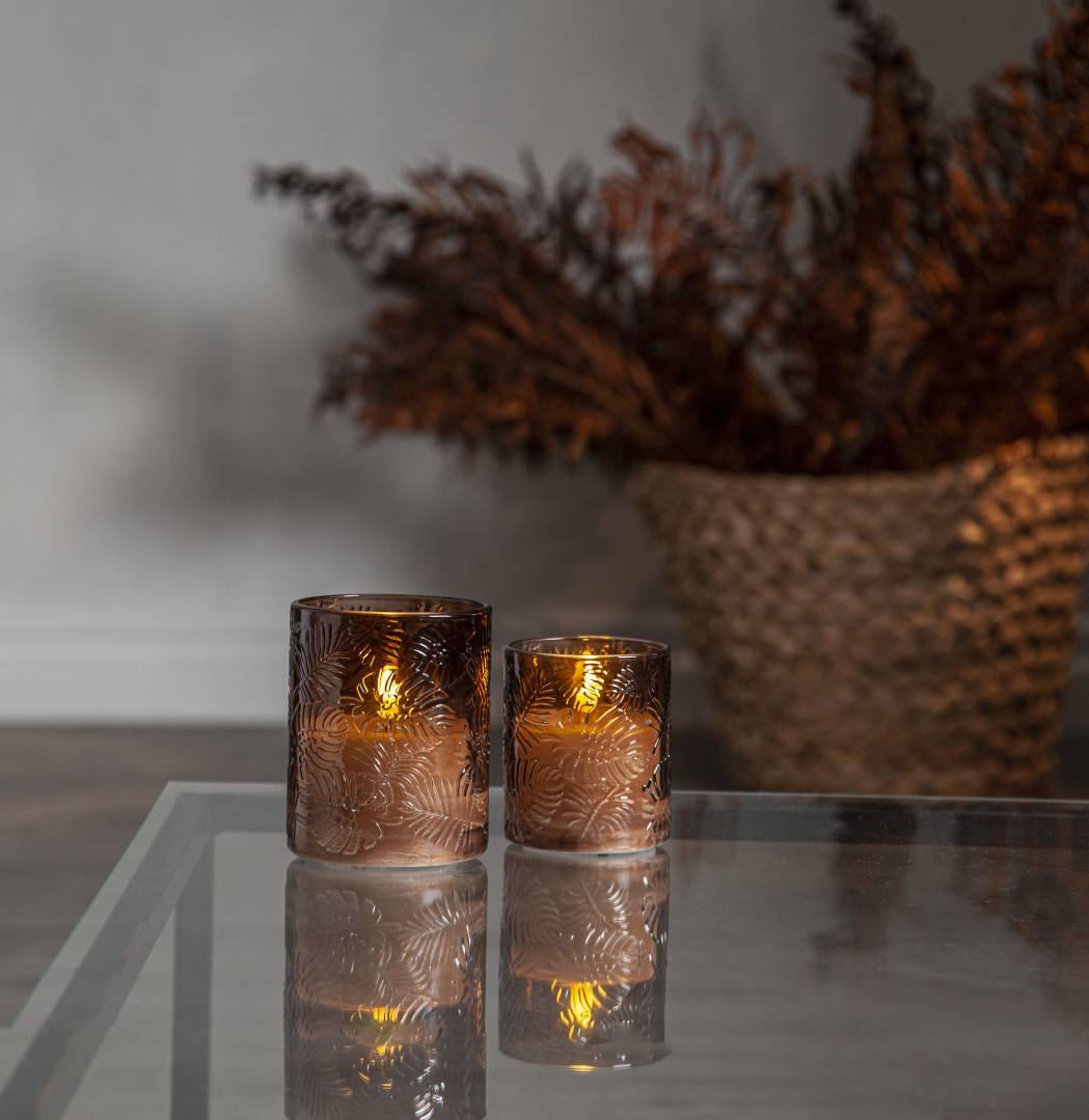 Star Trading Flamme Leaf LED-bordslykta 10 cm brun