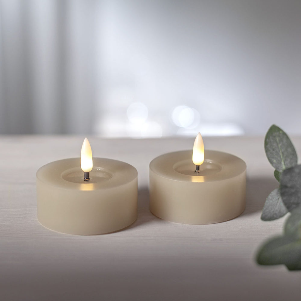 Flamme Flow LED tuikku 7cm beige 2-pack
