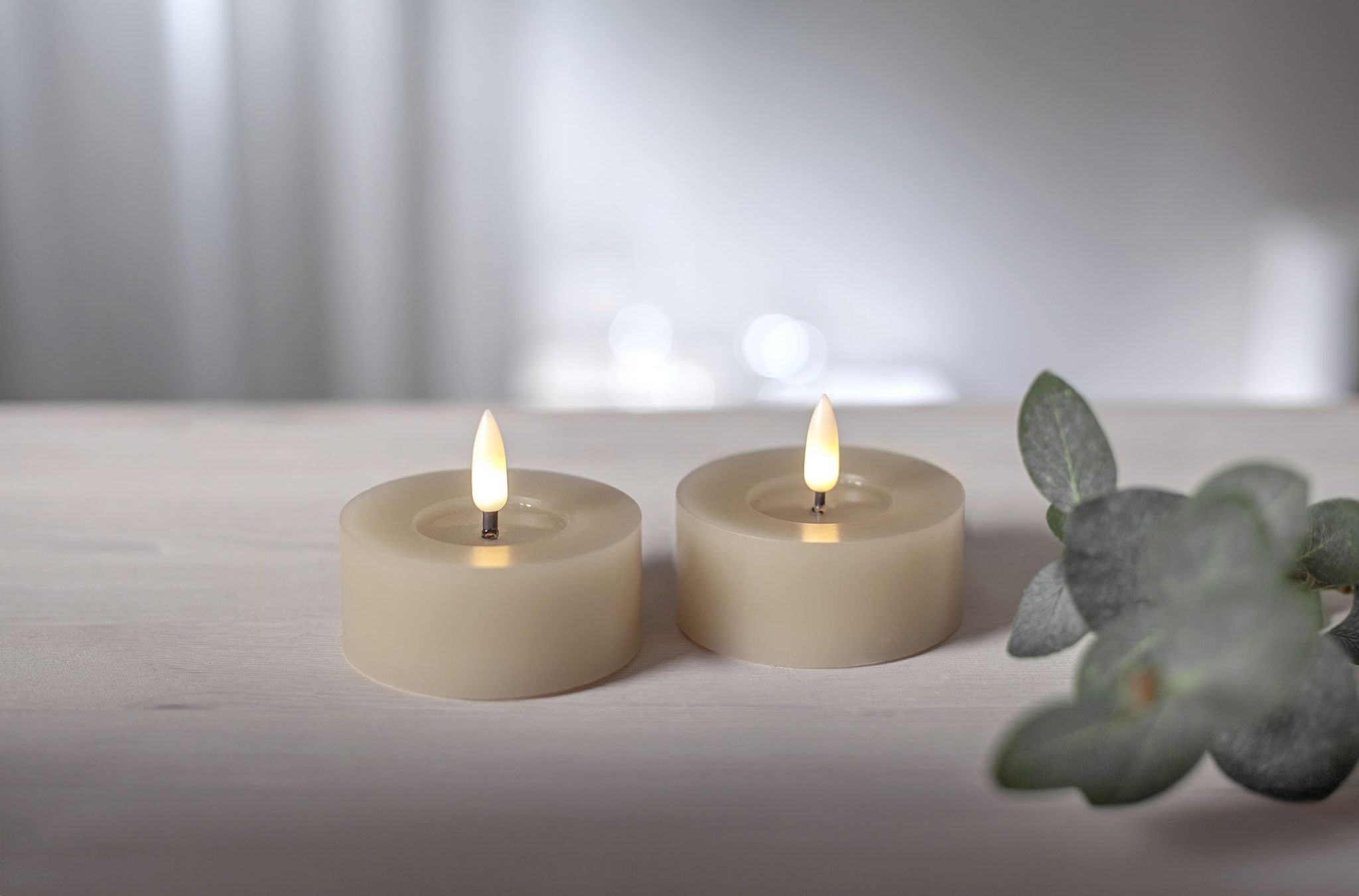 Flamme Flow LED tuikku 7cm beige 2-pack