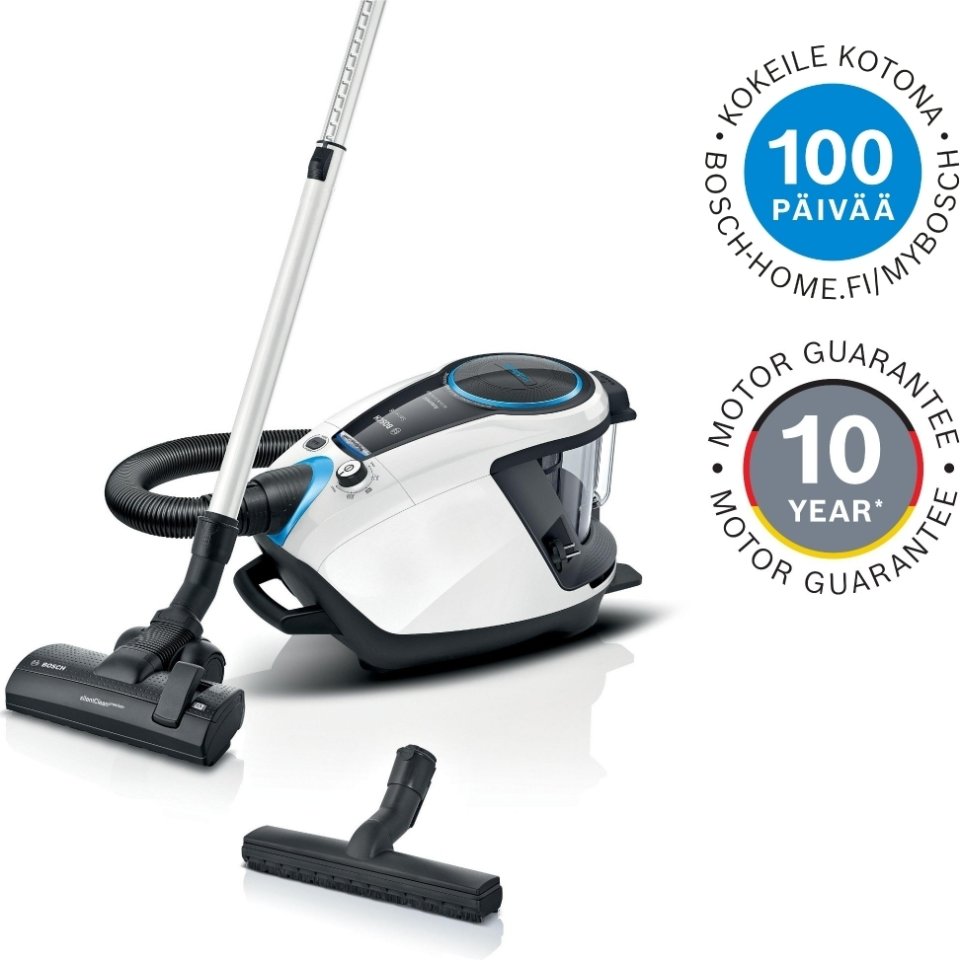 Bosch Series 8 ProSilence BGS7SIL1 -pölypussiton pölynimuri, valkoinen