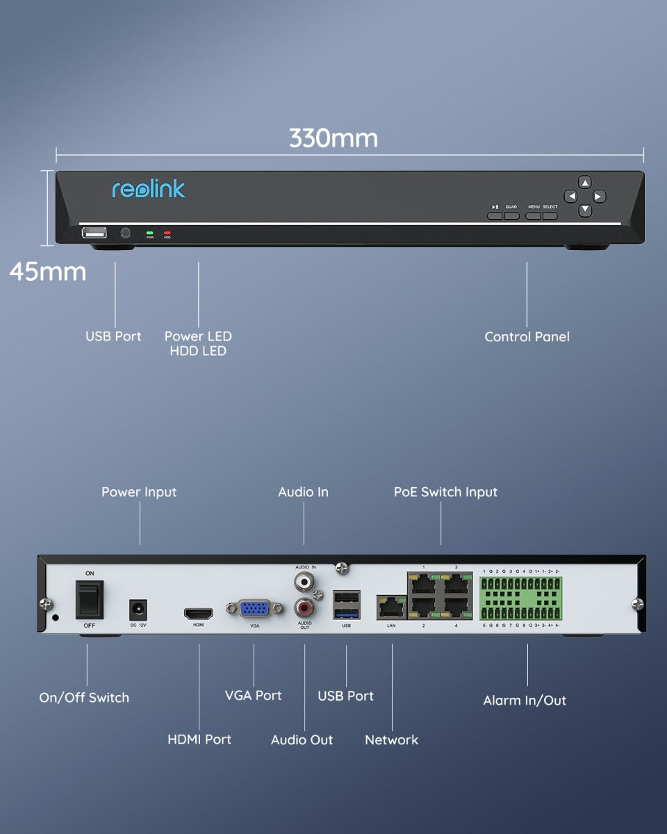 Reolink RLN36 NVR 4K UltraHD-inspelare