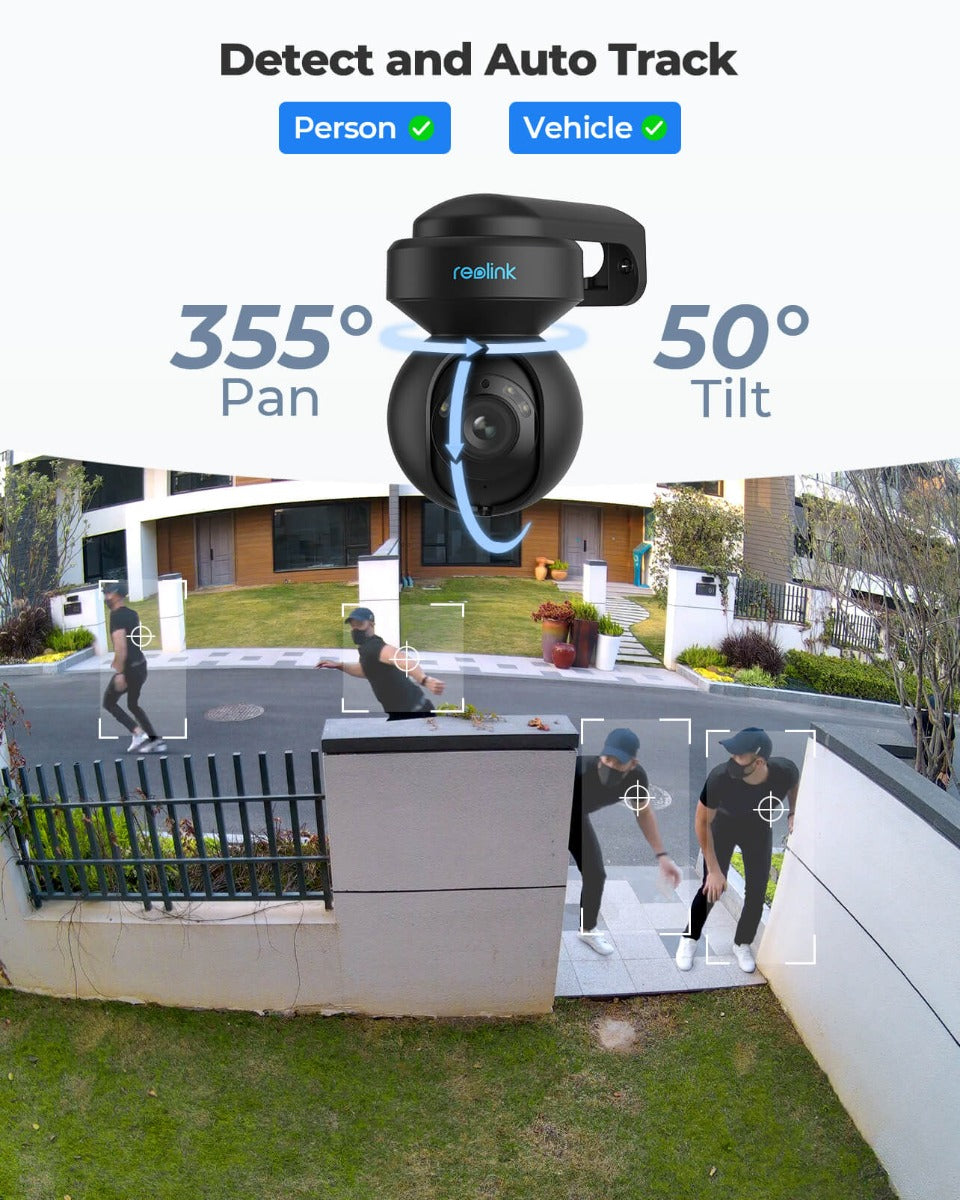 Reolink E1 Outdoor 5MP PTZ Auto Tracking AI WiFi-kamera med LED-strålkastare (svart)