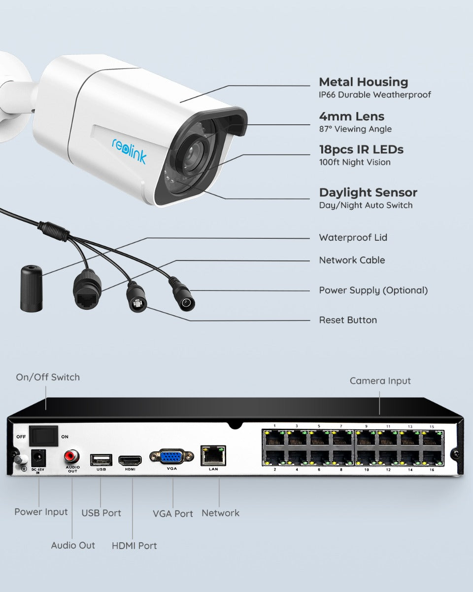 Reolink RLK16-800B8 4K UltraHD PoE övervakningssystem