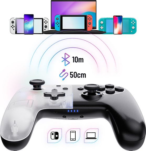 Oniverse OniPad Whitestar -langaton peliohjain, valkoinen, Switch – kuva 4