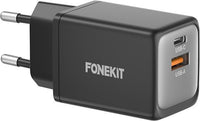 FoneKit GaN PD 48 W pikalaturi, USB-C + USB-A, musta – kuva 1
