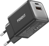 FoneKit GaN PD 48 W pikalaturi, USB-C + USB-A, musta – kuva 2