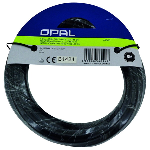 OPAL INSTALLATIONSKABEL MSO 2x0,75mm2 10m SVART