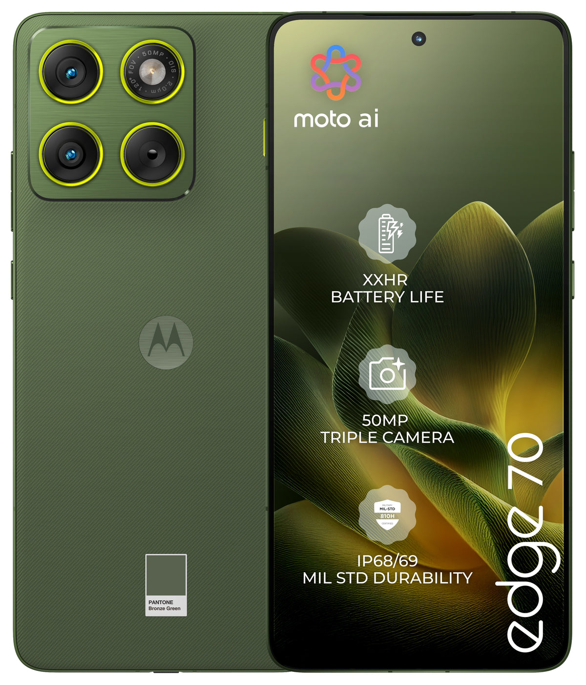 Motorola Edge 70 5G puhelin, 512/12 Gt, Bronze Green – kuva 1
