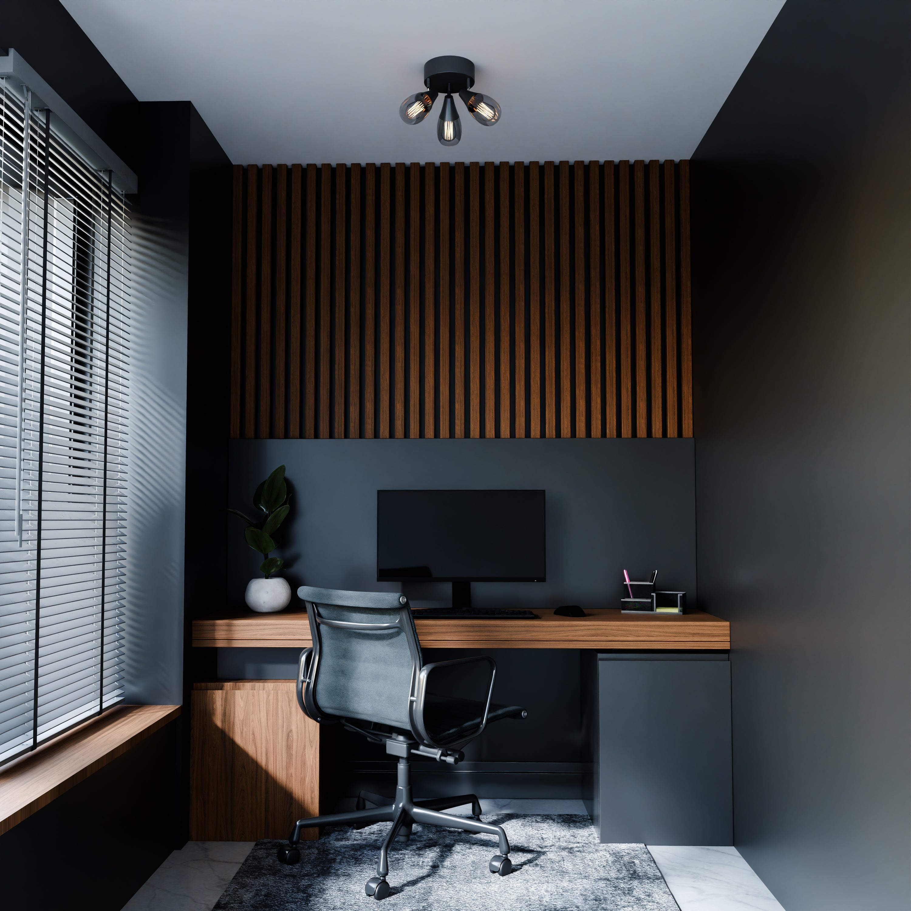 Moon 3-osainen kattovalaisin pyöreä musta/savu