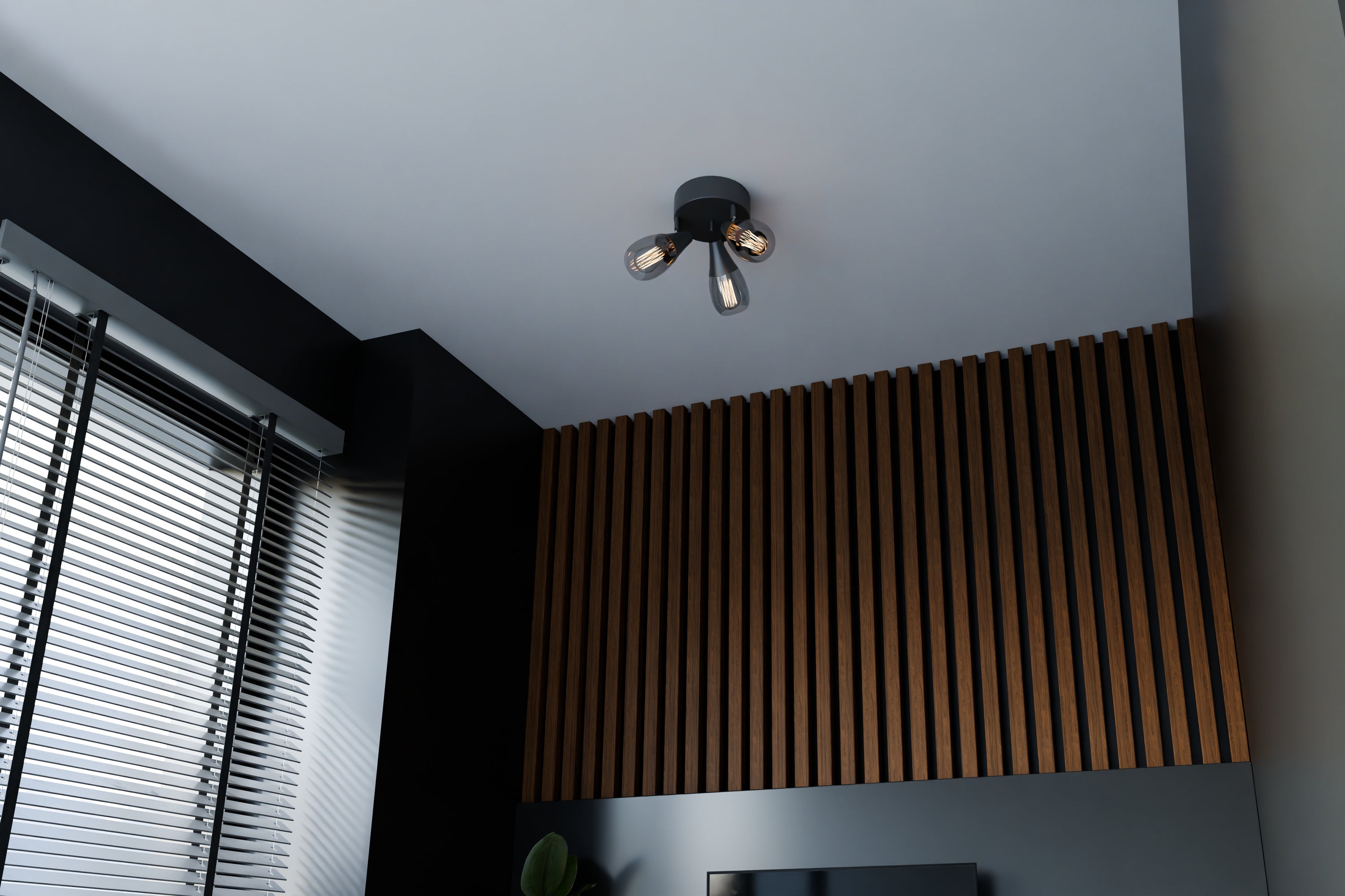 Moon 3-osainen kattovalaisin pyöreä musta/savu