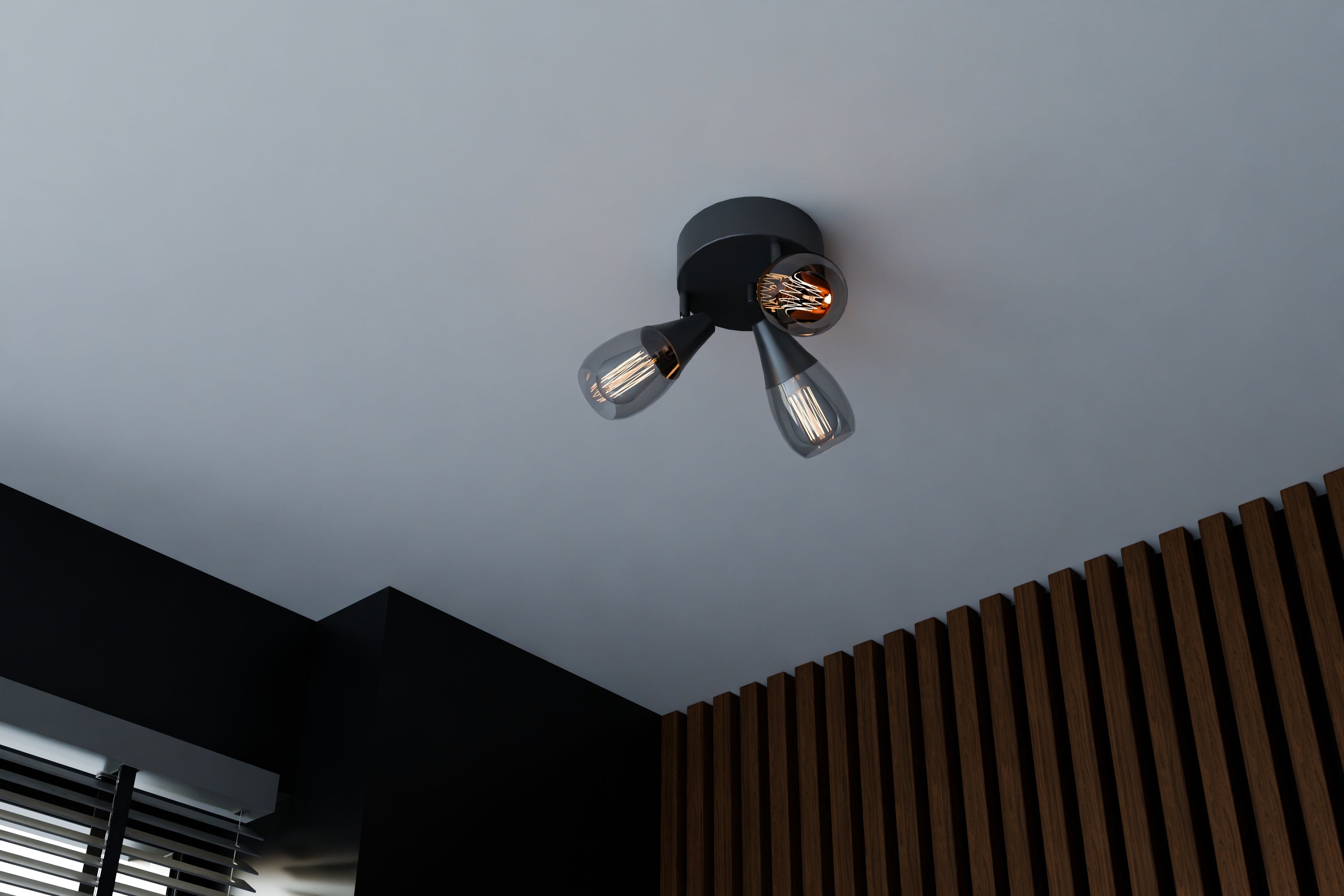 Moon 3-osainen kattovalaisin pyöreä musta/savu