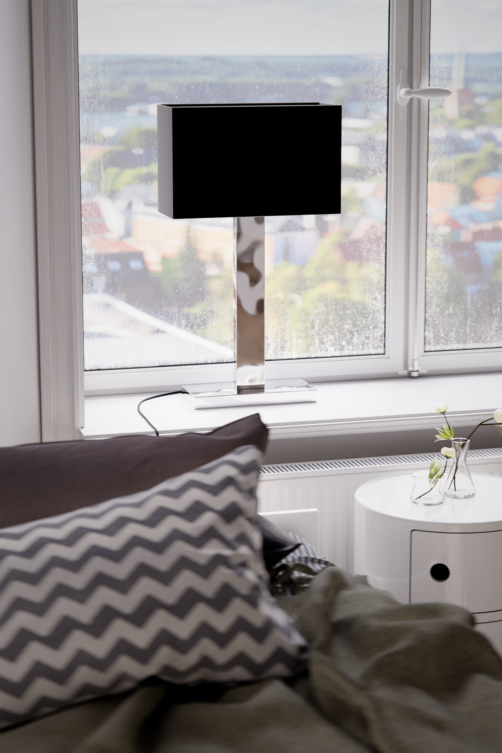 Prime bordslampa 69cm krom/svart skärm