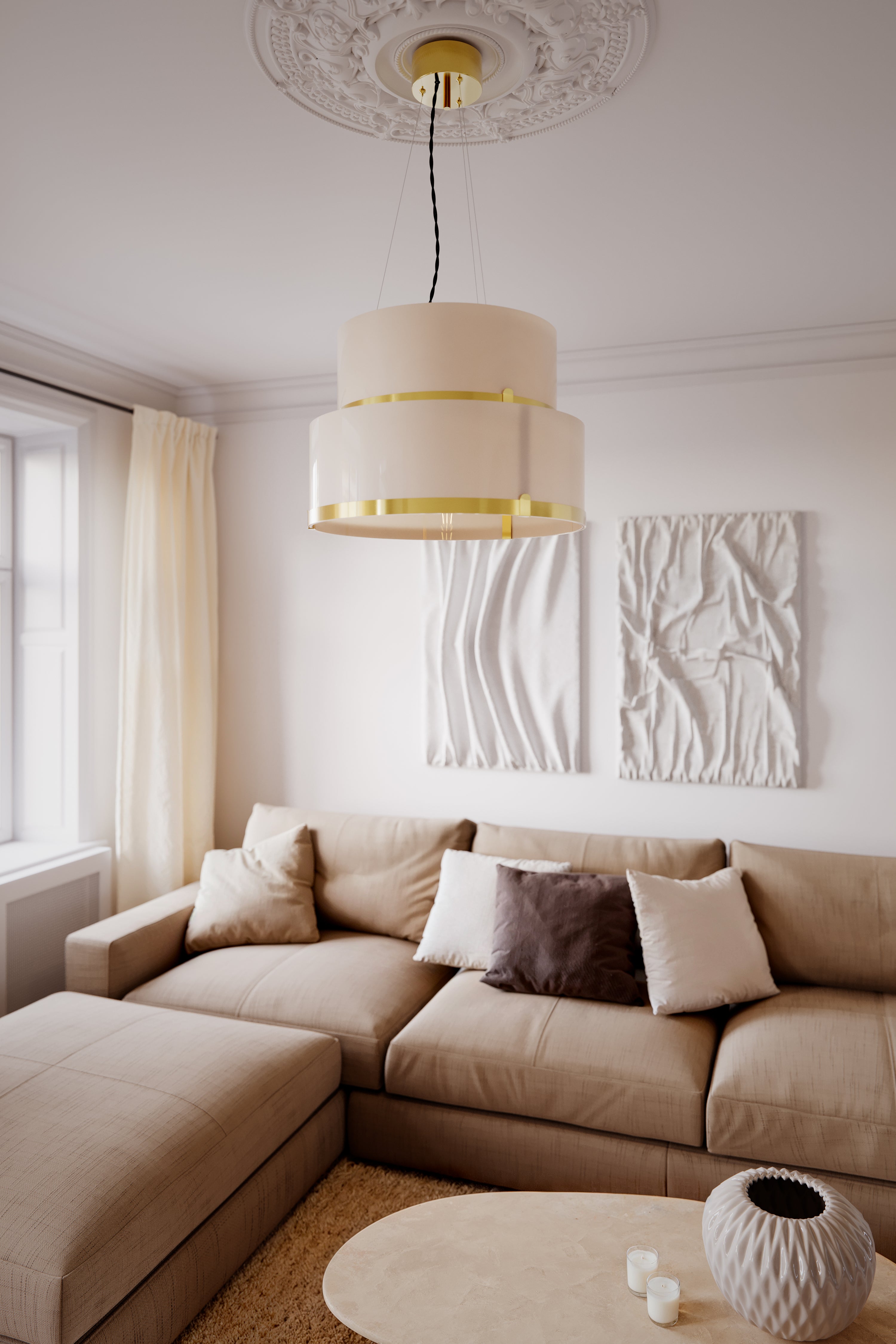 Marcel taklampa mässing / vit