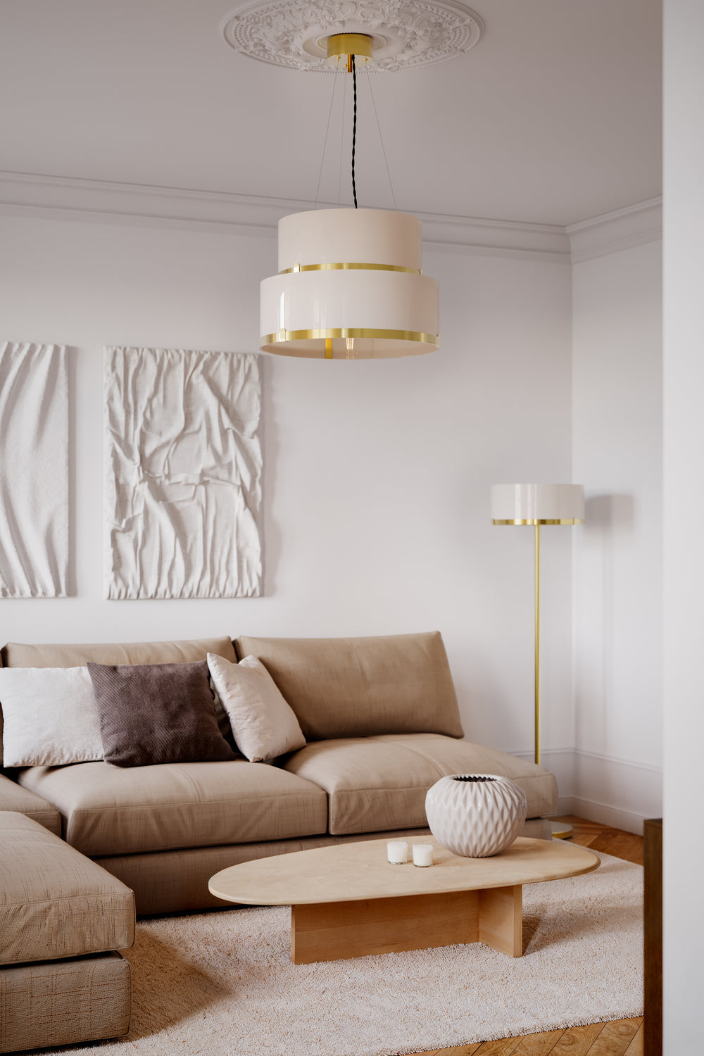 Marcel taklampa mässing / vit