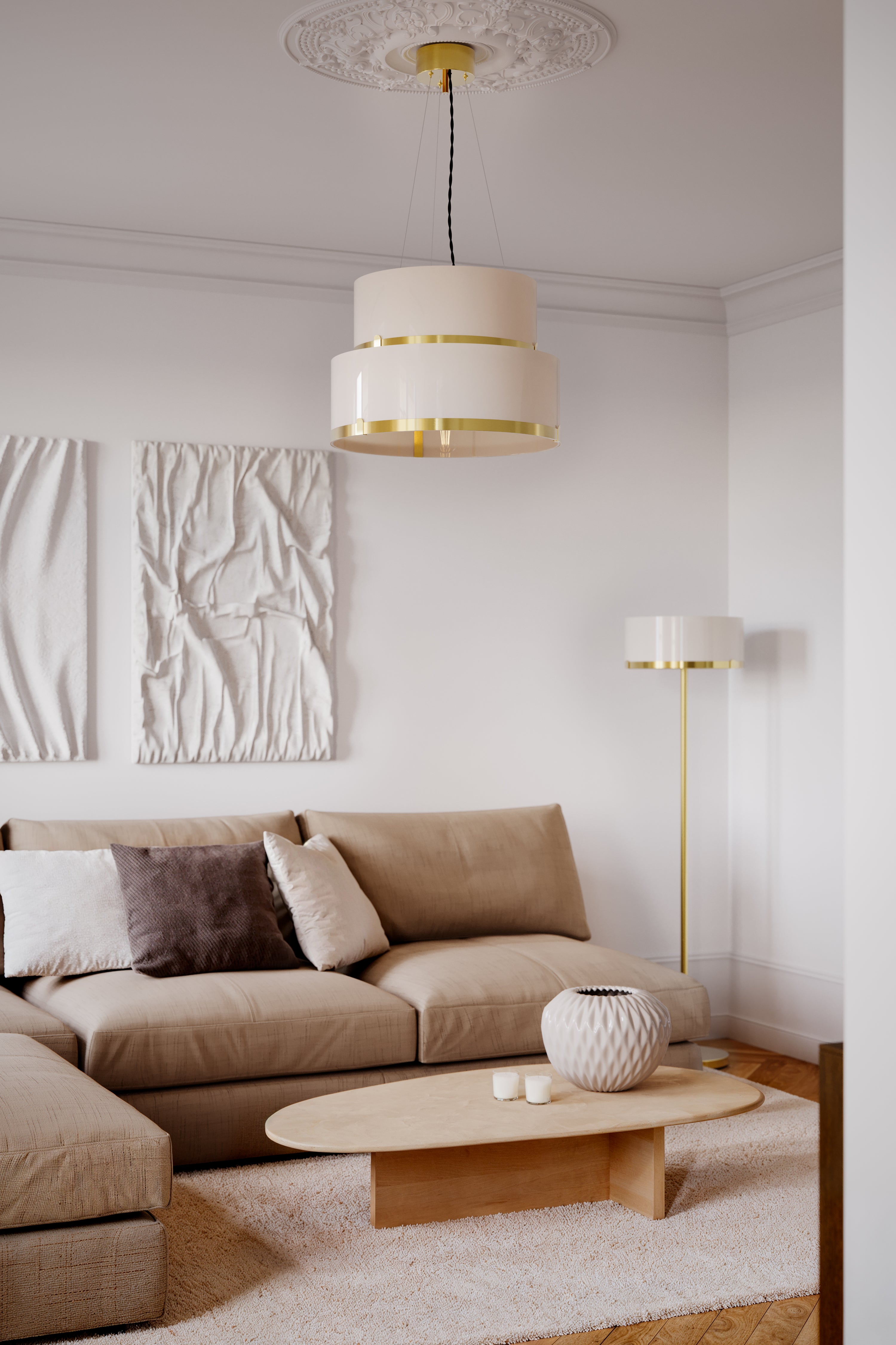 Marcel taklampa mässing / vit