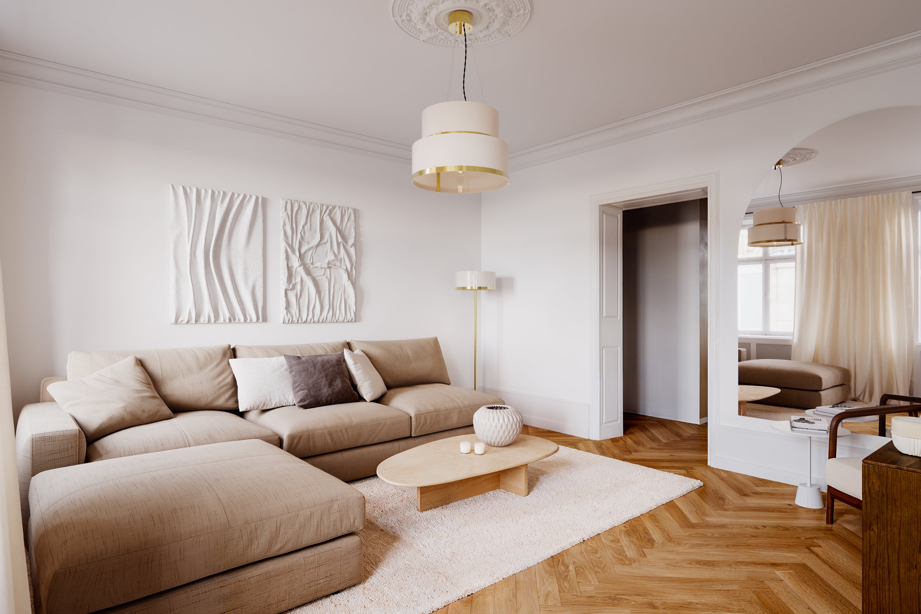 Marcel taklampa mässing / vit