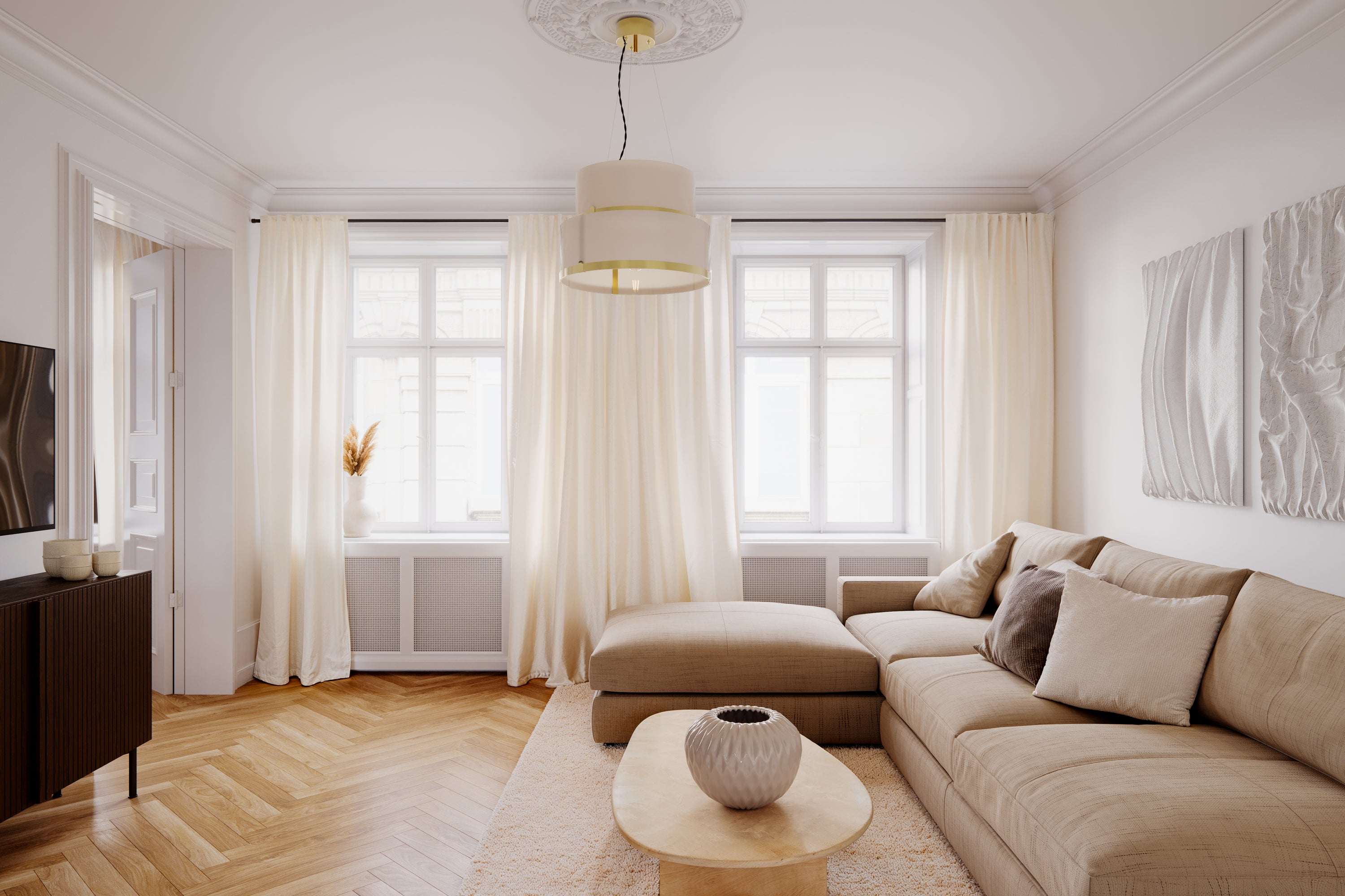 Marcel taklampa mässing / vit