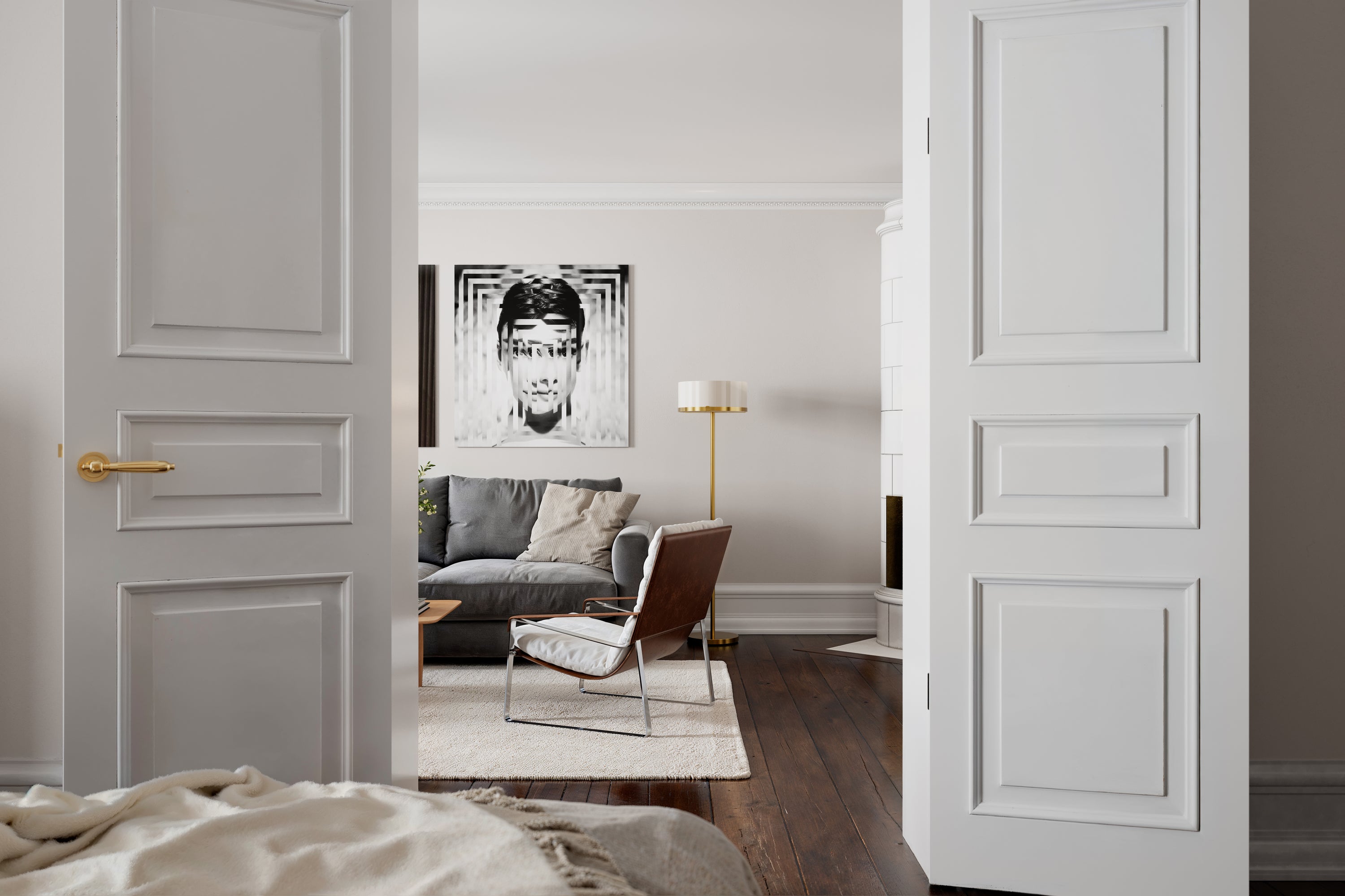 Marcel golvlampa mässing / vit