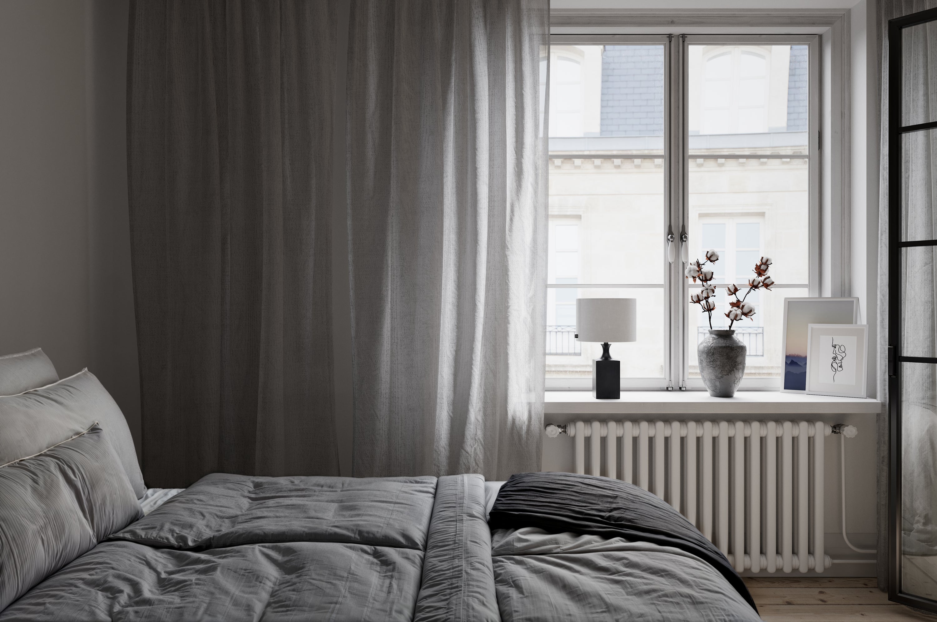 Woody pöytävalaisin matala musta/valkoinen