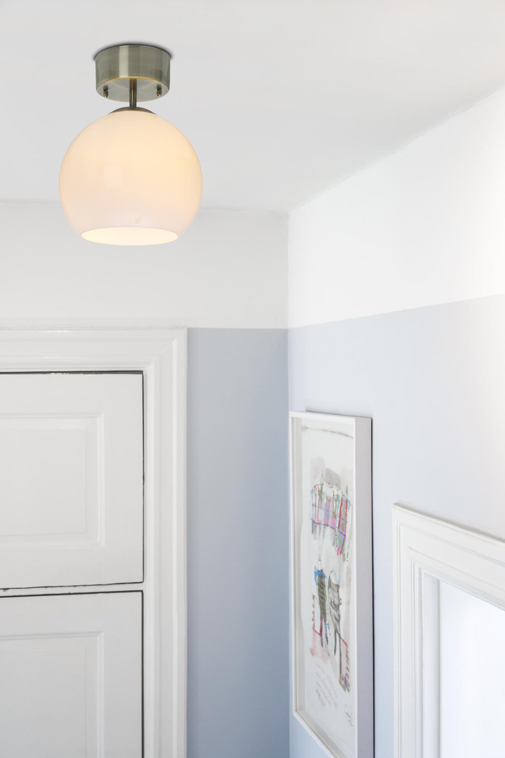 Salle plafond antiikki/opaalivalkoinen 1xE27 – miljöbild
