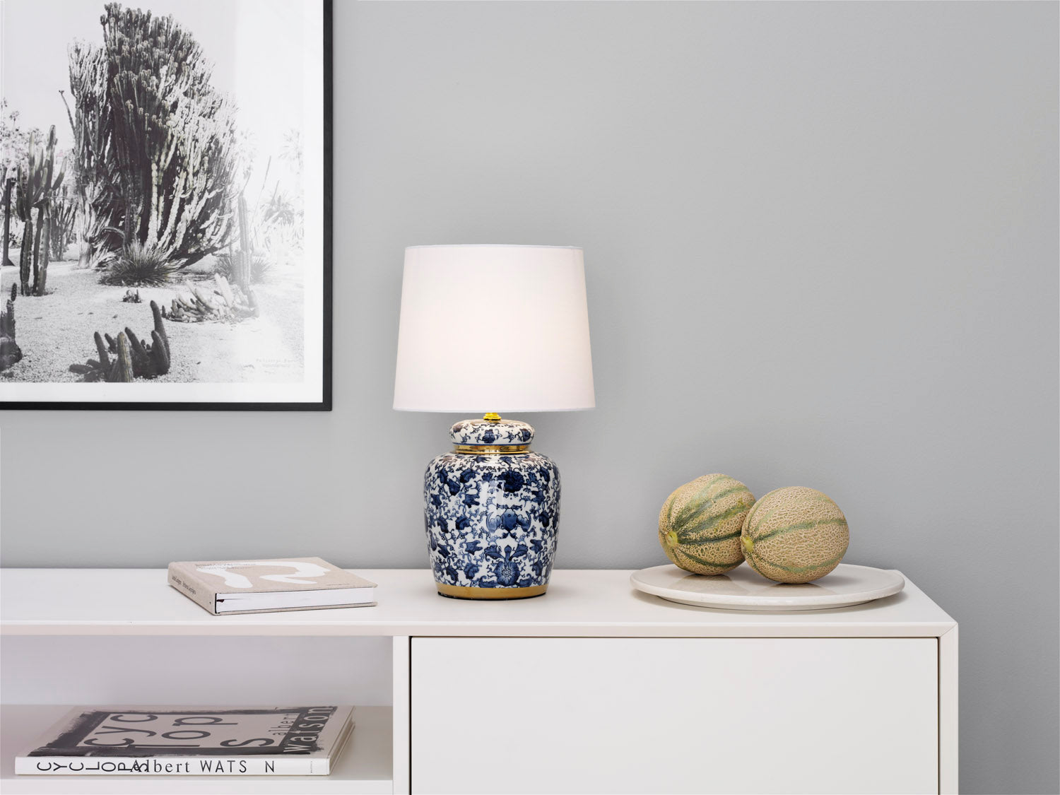 Klassisk bordslampa blå H44 cm