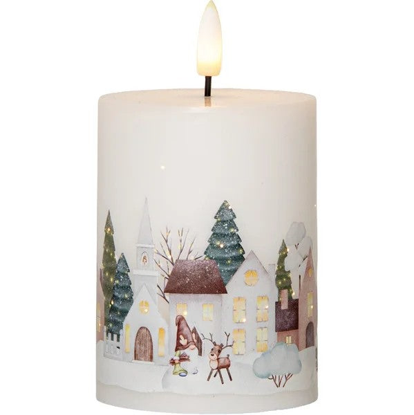 Flamme Winterland LED-kynttilä 12,5 cm valkoinen