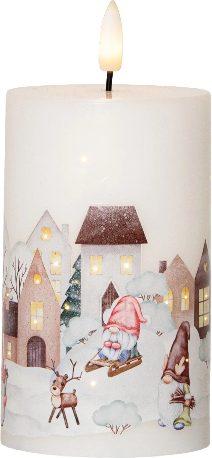 Flamme Winterland LED-kynttilä 15 cm valkoinen