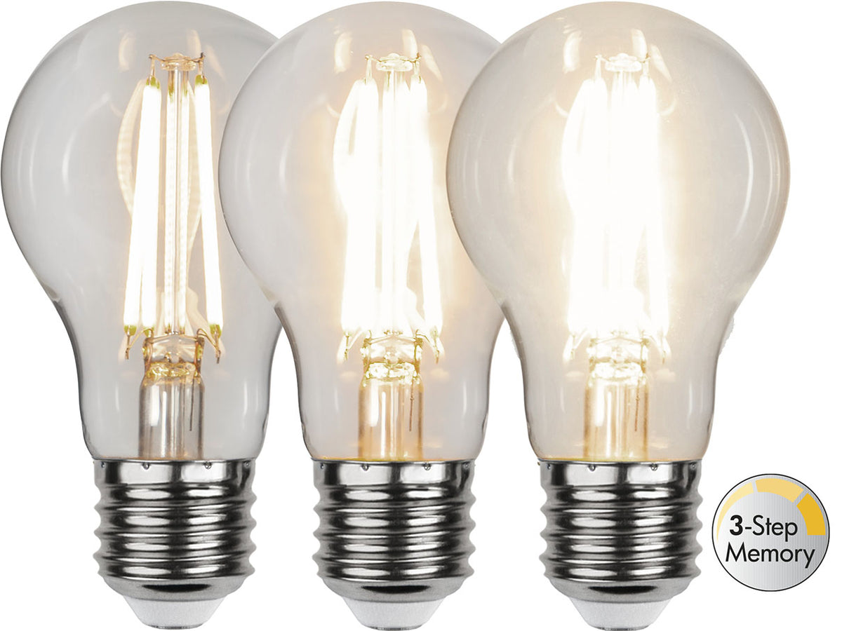 LED-lamppu A60 Clear 3-step memory 3000K