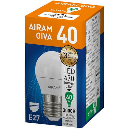 Airam Oiva LED-lampa 470 lumen E27