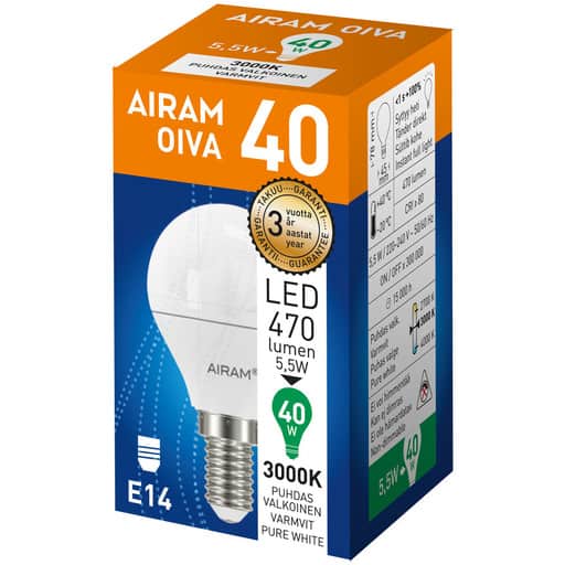 Airam Oiva LED-lampa 470 lumen E27